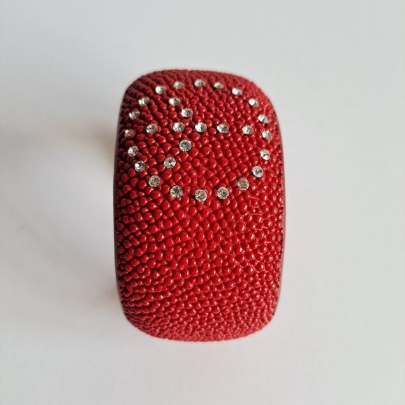 Women's Red Stingray Cuff Bracelet with Peace Crystal Sign - Picture 7 of 14